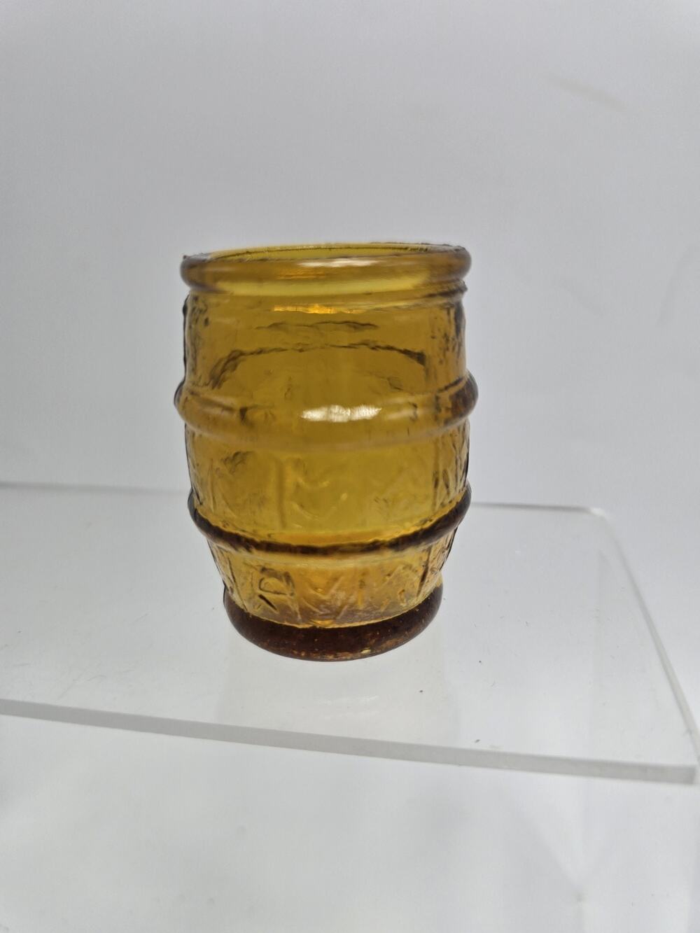 Vintage Amber Glass Barrel Shot glass/ Toothpick Holder